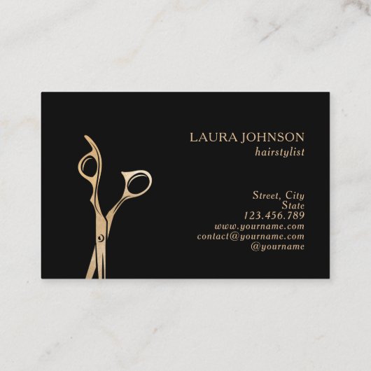 美容師金ゴールドグリッター乾きはさみ 名刺 (裏面)