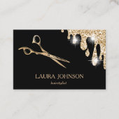 美容師金ゴールドグリッター乾きはさみ 名刺 (正面)