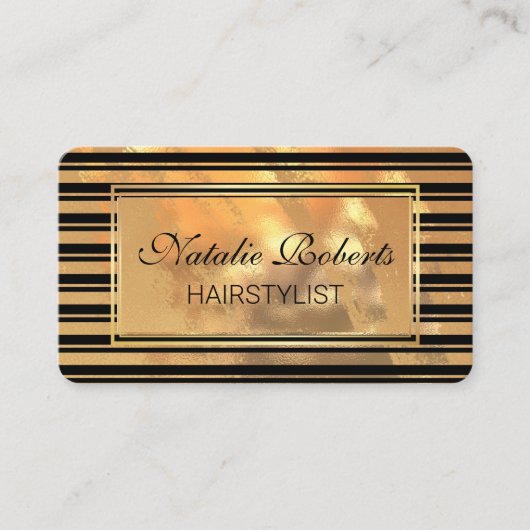 美容師金ゴールドグリッター美しいサロン 名刺 (正面)