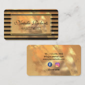 美容師金ゴールドグリッター美しいサロン 名刺 (正面/裏面)