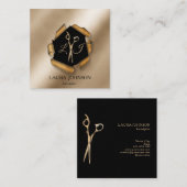 美容師金ゴールドグリッター鋏 スクエア名刺 (正面/裏面)