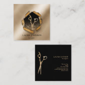 美容師金ゴールドグリッター鋏 スクエア名刺 (正面/裏面)