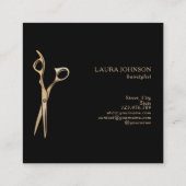 美容師金ゴールドグリッター鋏 スクエア名刺 (裏面)