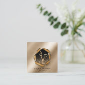 美容師金ゴールドグリッター鋏 スクエア名刺 (スタンド正面)