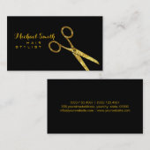 美容師金ゴールドグリッター鋏 名刺 (正面/裏面)