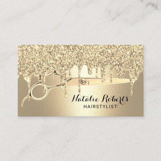 美容師金ゴールドグリッター駆動美しいサロン 名刺 (正面)