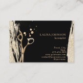 美容師金ゴールドグリッター（ばちゃばちゃ）跳ねる鋏 名刺 (裏面)