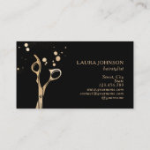 美容師金ゴールドグリッター（ばちゃばちゃ）跳ねる鋏 名刺 (裏面)