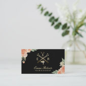 美容師金ゴールドサロンロゴヴィンテージフローラ 名刺 (スタンド正面)