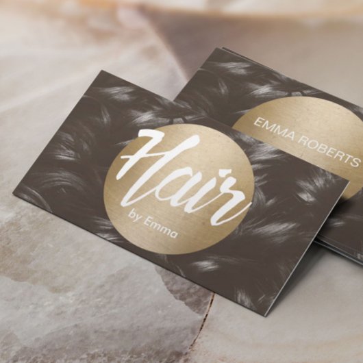 美容師金ゴールドサークルブラウンヘアバックグラウンド 名刺