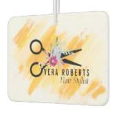 美容師金ゴールドシザーおよび美しいサロンフローラ カーエアーフレッシュナー (左)