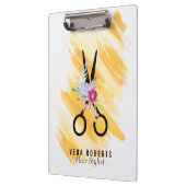 美容師金ゴールドシザーおよび美しいサロンフローラ クリップボード (左)