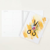 美容師金ゴールドシザーおよび美しいサロンフローラ プランナー手帳 (ディスプレー)