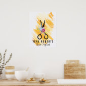 美容師金ゴールドシザーおよび美しいサロンフローラ ポスター (キッチン)