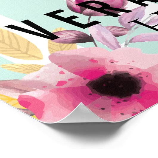 美容師金ゴールドシザーおよび美しいストライプのフローラ ポスター (角)