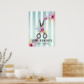 美容師金ゴールドシザーおよび美しいストライプのフローラ ポスター (キッチン)