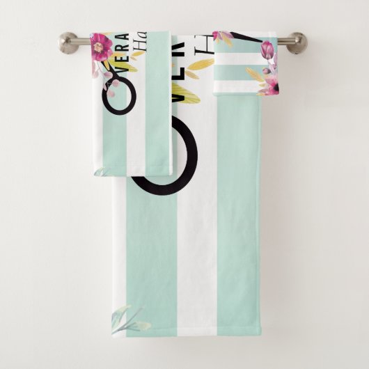 美容師金ゴールドシザーと美しいストライプフローラ バスタオルセット (インサイチュ)