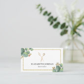 美容師金ゴールドシザーサロンエレガント葉 名刺 (スタンド正面)