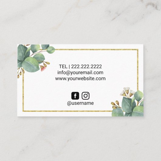 美容師金ゴールドシザーサロンエレガント葉 名刺 (裏面)