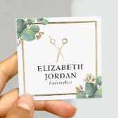 美容師金ゴールドシザーサロンヴィンテージ植物学 スクエア名刺