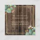 美容師金ゴールドシザーサロン植物木材 スクエア名刺 (裏面)