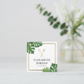 美容師金ゴールドシザーサロン熱帯葉 スクエア名刺 (スタンド正面)