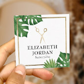 美容師金ゴールドシザーサロン熱帯葉 スクエア名刺