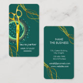 美容師金ゴールドシザーズグリーンサロンスパ 名刺 (正面/裏面)