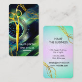 美容師金ゴールドシザーズグリーンサロンスパ 名刺 (正面/裏面)