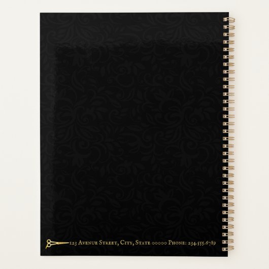 美容師金ゴールドシザーズブラックダマスクラグジュアリー プランナー手帳 (裏面)
