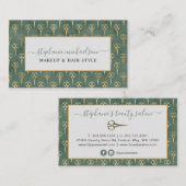 美容師金ゴールドシザーセージグリーン 名刺 (正面/裏面)