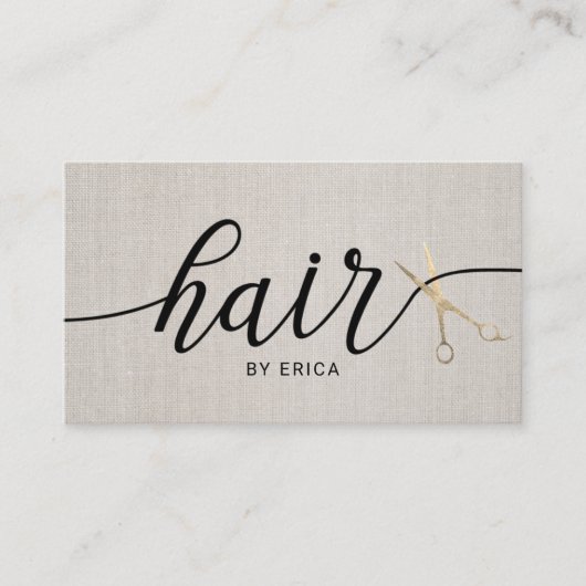 美容師金ゴールドシザータイポグラフィリエレガントネン 名刺 (正面)