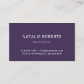 美容師金ゴールドシザータイポグラフィ深い紫 名刺 (裏面)