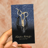 美容師金ゴールドシザーネイビーブルーブラックグラデーション 名刺