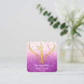 美容師金ゴールドシザーパープルエレガントサロン スクエア名刺 (スタンド正面)