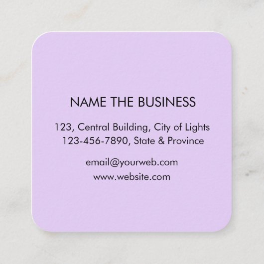 美容師金ゴールドシザーパープルエレガントサロン スクエア名刺 (裏面)