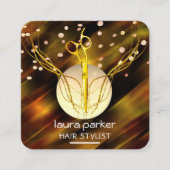 美容師金ゴールドシザーパープルムーンサロン スクエア名刺 (正面)