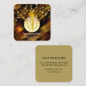 美容師金ゴールドシザーパープルムーンサロン スクエア名刺 (正面/裏面)