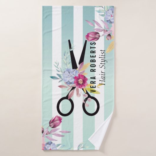 美容師金ゴールドシザーフローラと美しいサロン バスタオル (バスタオル)