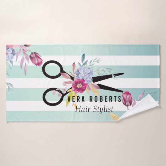 美容師金ゴールドシザーフローラと美しいサロン バスタオル (バスタオル)