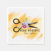 美容師金ゴールドシザーフローラ スタンダードカクテルナプキン (正面)