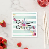 美容師金ゴールドシザーフローラ ストライプの スタンダードカクテルナプキン (インサイチュ)