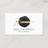 美容師金ゴールドシザーブラックバラ美しいサロン 名刺 (正面)