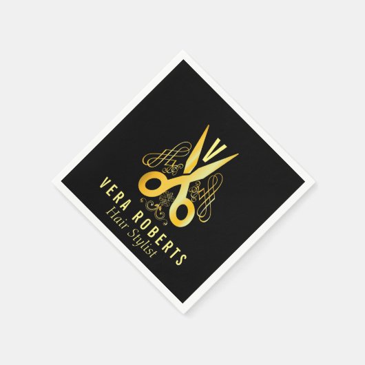 美容師金ゴールドシザープロフェッショナルサロン スタンダードカクテルナプキン (角)