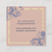 美容師金ゴールドシザーボタニカルダスティーバラ スクエア名刺 (裏面)