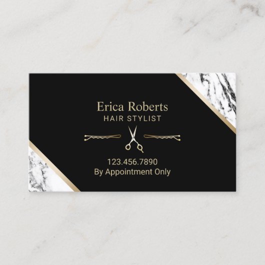 美容師金ゴールドシザーマモダンーブルヘアサロン 名刺 (正面)