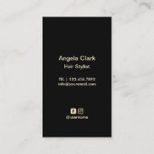美容師金ゴールドシザーマモダンーブルヘアサロン 名刺 (裏面)