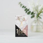 美容師金ゴールドシザーマモダンーブルヘアサロン 名刺 (スタンド正面)