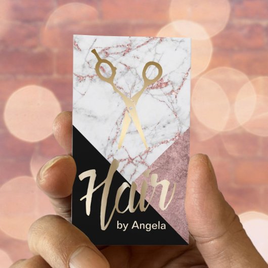 美容師金ゴールドシザーマモダンーブルヘアサロン 名刺