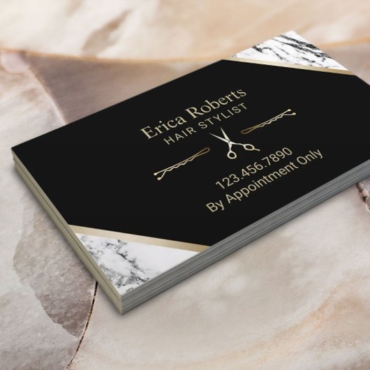 美容師金ゴールドシザーマモダンーブルヘアサロン 名刺
